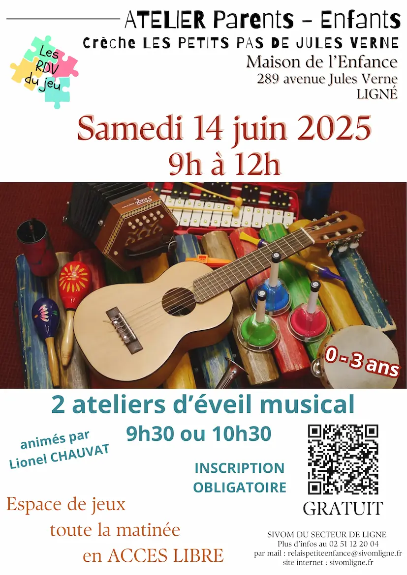 Affiche Rdv du jeu, juin 2025. Suivre le QR code ou le lien pour les inscriptions.